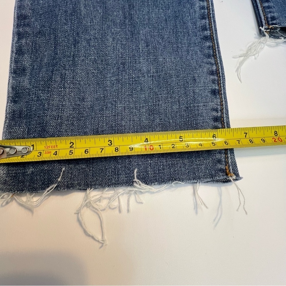Sneak Peek Jeans Women Sz Small Blue Denim High Rise Tapered Leg Raw Hem, Pleats - Picture 11 of 11
